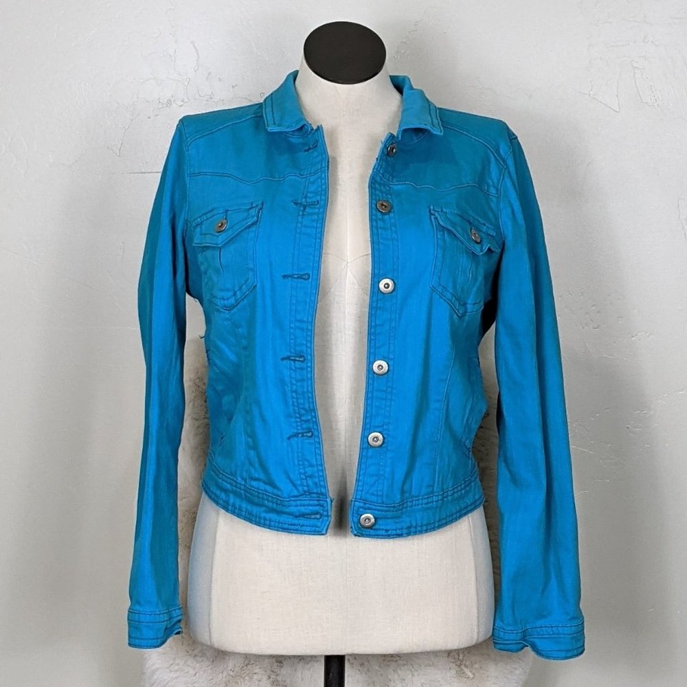 Live and Let Live size L stretch jean jacket